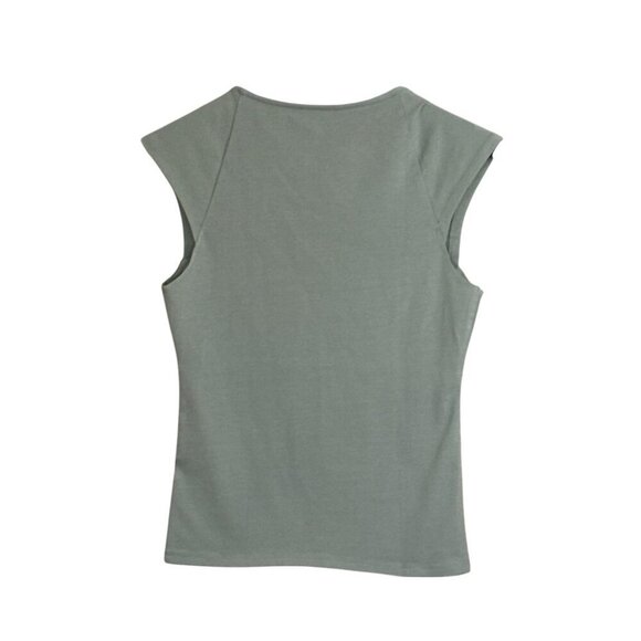 J. Crew Women's Squareneck Cap Sleeve Stretch Top Green Size Small NWT - Picture 2 of 9
